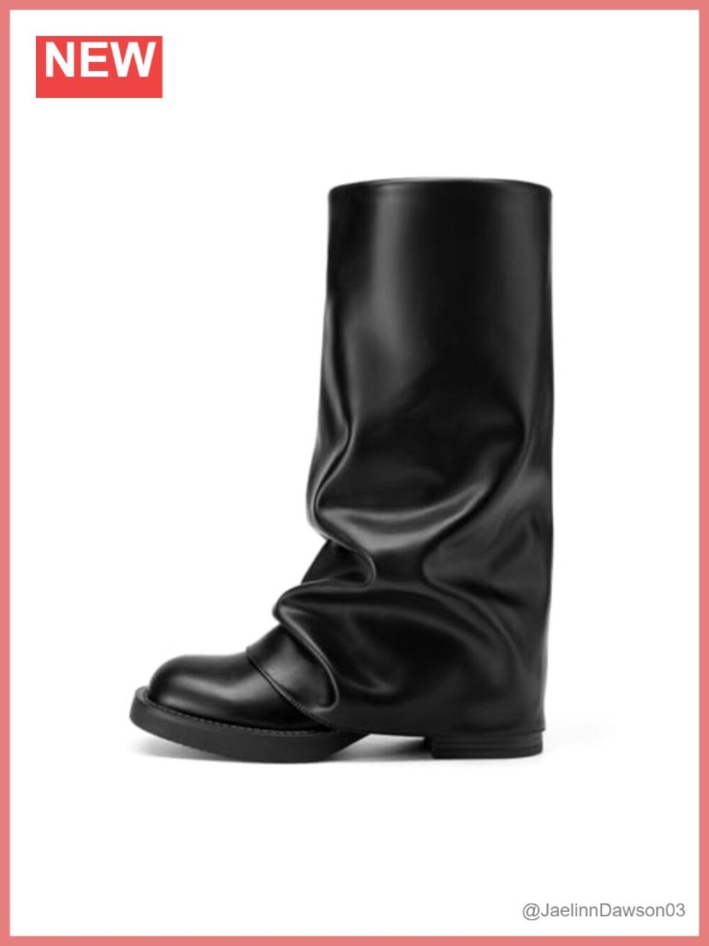 Faux Leather Square Toe Knee High Pull On Slouchy Boots